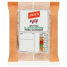 Jack's 8 British Lincolnshire Pork Sausages 454g